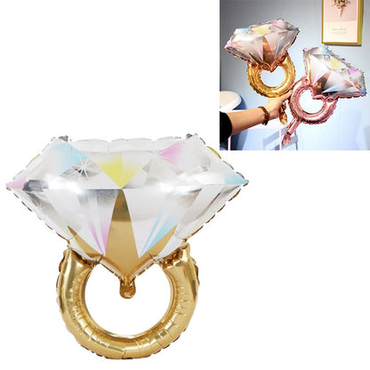 10 ชิ้นงานแต่งงานห้องแต่งงานตกแต่งบอลลูนแหวนเพชรฟอยล์บอลลูน, Large Gold Diamond, Super Big Diamond Ring