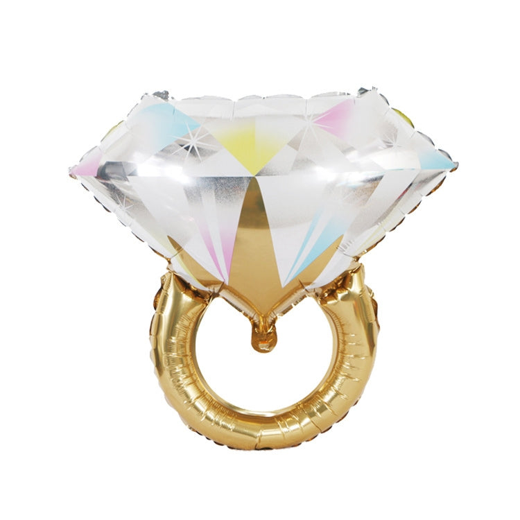 10 ชิ้นงานแต่งงานห้องแต่งงานตกแต่งบอลลูนแหวนเพชรฟอยล์บอลลูน, Large Gold Diamond, Super Big Diamond Ring