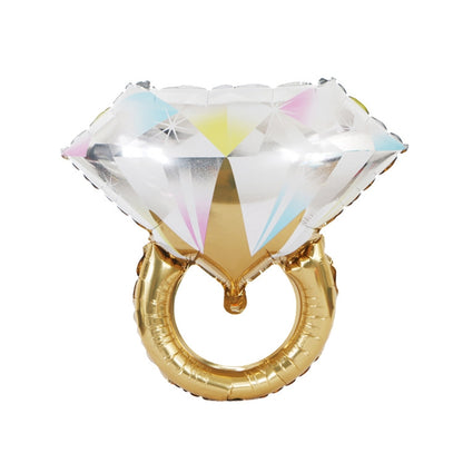 10 ชิ้นงานแต่งงานห้องแต่งงานตกแต่งบอลลูนแหวนเพชรฟอยล์บอลลูน, Large Gold Diamond, Super Big Diamond Ring