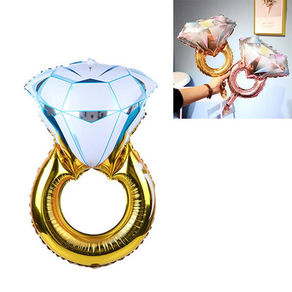 10 ชิ้นงานแต่งงานห้องแต่งงานตกแต่งบอลลูนแหวนเพชรฟอยล์บอลลูน, Large Gold Diamond, Super Big Diamond Ring