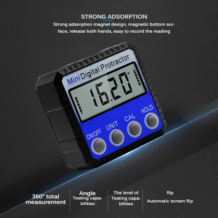 Mini Multi-angle Flip Strong Magnetic Adsorption Angle Ruler Digital แสดงผล Inclinometer, Adsorption Angle Ruler