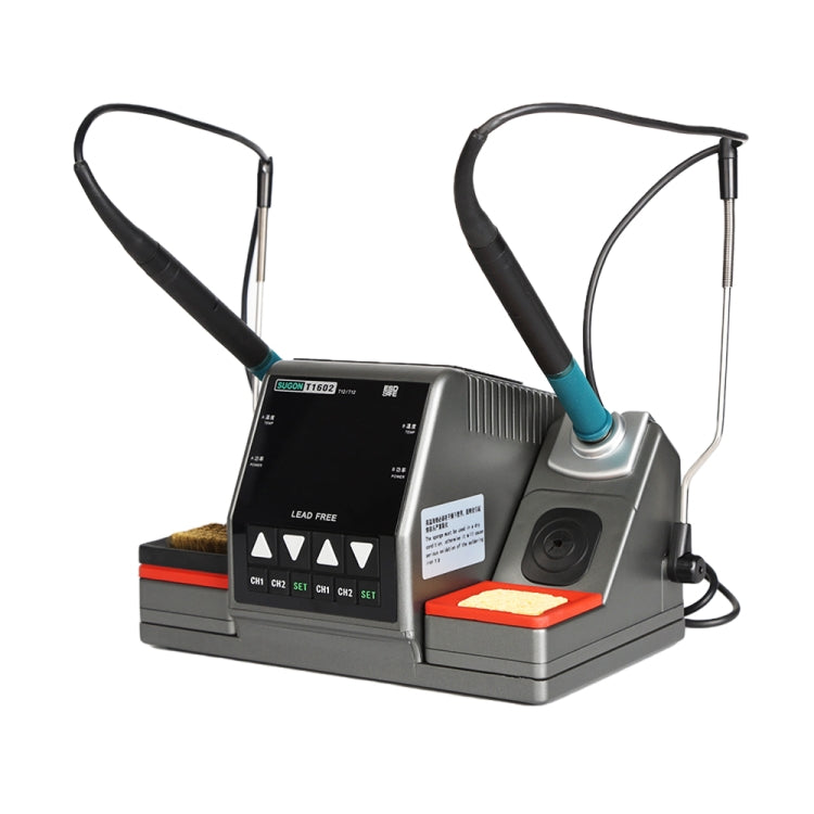 SUGON T1602 220V Dual Station สถานีบัดกรีไฟฟ้าพร้อมที่จับคู่, ปลั๊ก EU, T1602, EU Plug