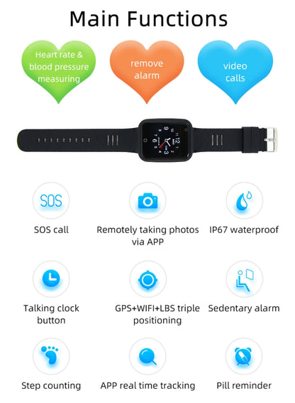 สายนาฬิกา REACHFAR RF-V46-A GPS Smart Tracker รองรับ SOS / กล้อง / การจัดการสุขภาพ / 4G LTE / ความดันโลหิต / อัตราการเต้นของหัวใจ สำหรับเอเชีย/ยุโรป/แอฟริกา, RF-V46-A