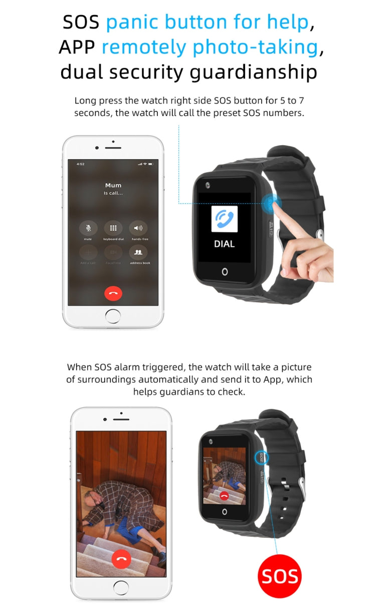 สายนาฬิกา REACHFAR RF-V46-A GPS Smart Tracker รองรับ SOS / กล้อง / การจัดการสุขภาพ / 4G LTE / ความดันโลหิต / อัตราการเต้นของหัวใจ สำหรับเอเชีย/ยุโรป/แอฟริกา, RF-V46-A