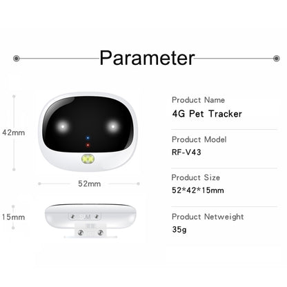 RF-V43 A Style IP67 GPS กันน้ำ + LBS + WiFi Pet Locator อุปกรณ์ติดตามปลอกคอสัตว์เลี้ยงสำหรับเอเชีย/ยุโรป/แอฟริกา, RF-V43 A Style (Black), RF-V43 A Style (White)
