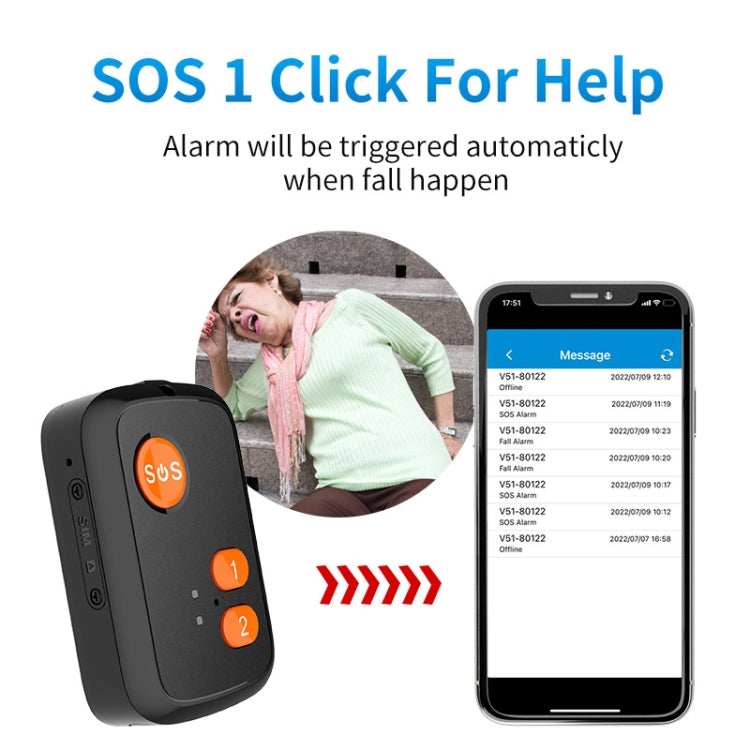 V51 สไตล์ IP67 กันน้ำ 4G LTE 3G 2G GSM ผู้สูงอายุปุ่ม SOS ปลุกฉุกเฉิน GPS Tracker สำหรับเอเชีย/ยุโรป/แอฟริกา, V51 A Style