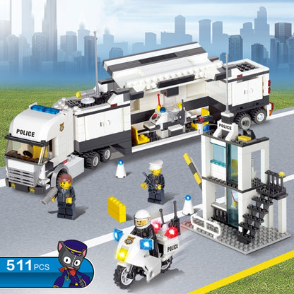 6727 511 PCS Brick Blocks City Police Station Command Vehicle Building Bricks Plastic Blocks Toys, Age Range: 6 ปีขึ้นไป, 6727