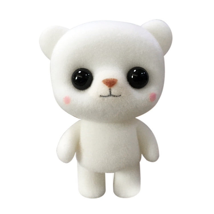 ตุ๊กตาหมีสัตว์ PVC Flocking น่ารักน้อยสร้างสรรค์ของขวัญของเล่นเด็กขนาด: 5.5 * 3.8 * 6.3 ซม, White Bear