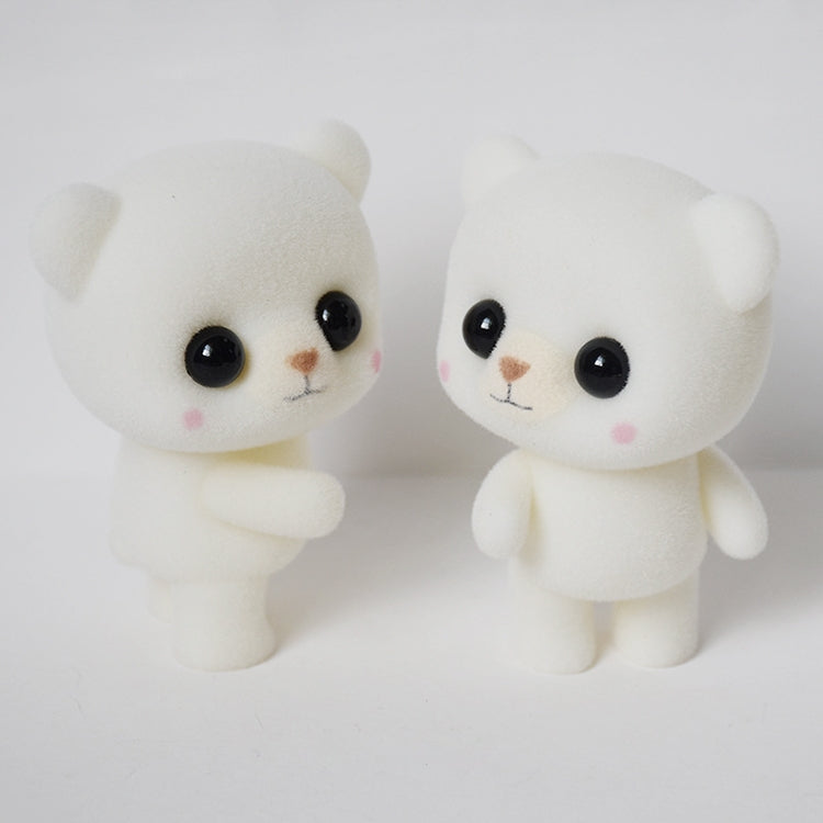 ตุ๊กตาหมีสัตว์ PVC Flocking น่ารักน้อยสร้างสรรค์ของขวัญของเล่นเด็กขนาด: 5.5 * 3.8 * 6.3 ซม, White Bear