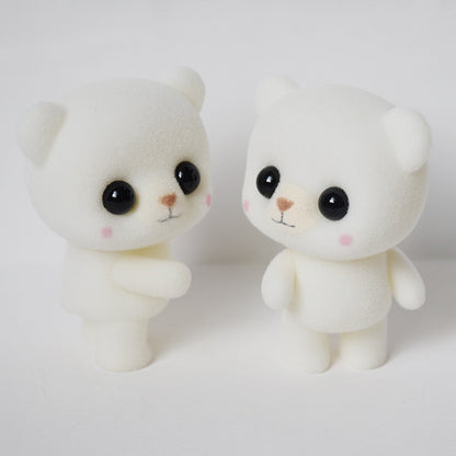 ตุ๊กตาหมีสัตว์ PVC Flocking น่ารักน้อยสร้างสรรค์ของขวัญของเล่นเด็กขนาด: 5.5 * 3.8 * 6.3 ซม, White Bear