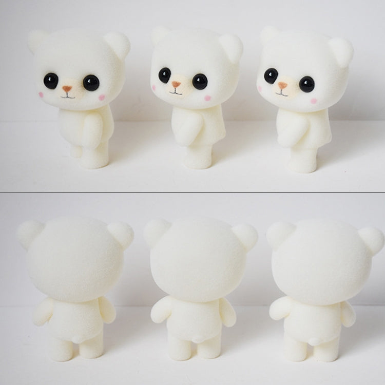 ตุ๊กตาหมีสัตว์ PVC Flocking น่ารักน้อยสร้างสรรค์ของขวัญของเล่นเด็กขนาด: 5.5 * 3.8 * 6.3 ซม, White Bear