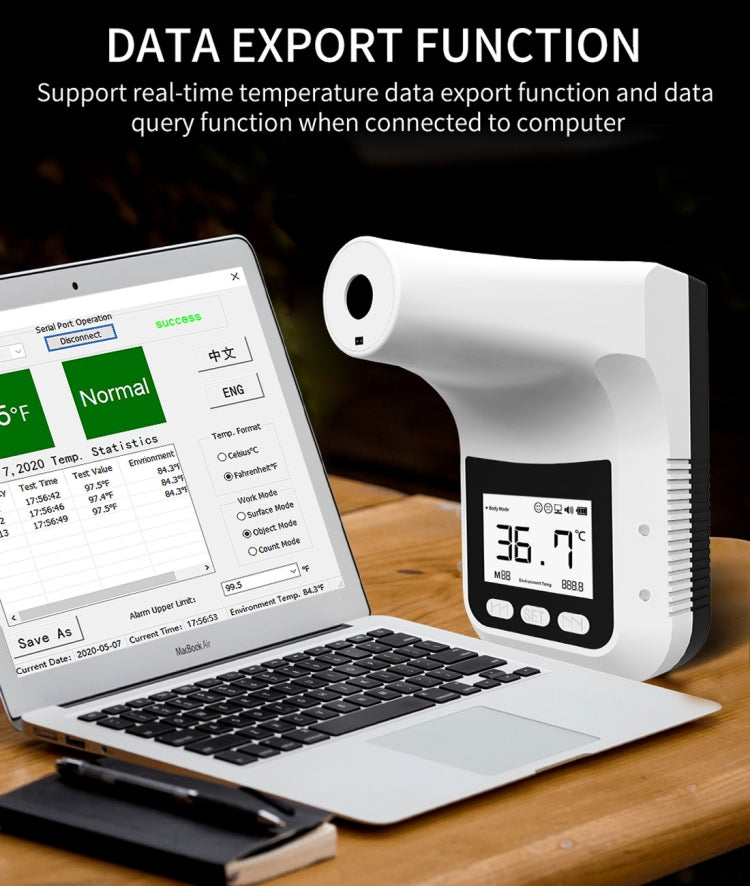K3 Pro แฮนด์ฟรีแบบไม่สัมผัสหน้าผากร่างกายเซ็นเซอร์ระยะทางที่ไวต่อแสงเครื่องวัดอุณหภูมิอินฟราเรด, หน้าจอแสดงผล LCD 2.8 นิ้ว, K3 Pro
