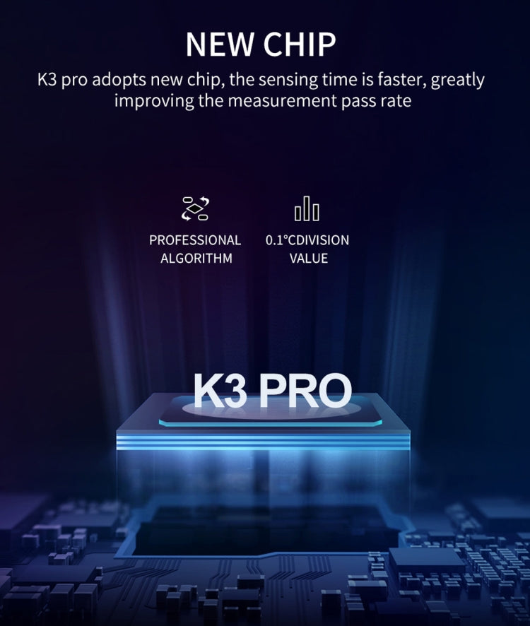 K3 Pro แฮนด์ฟรีแบบไม่สัมผัสหน้าผากร่างกายเซ็นเซอร์ระยะทางที่ไวต่อแสงเครื่องวัดอุณหภูมิอินฟราเรด, หน้าจอแสดงผล LCD 2.8 นิ้ว, K3 Pro