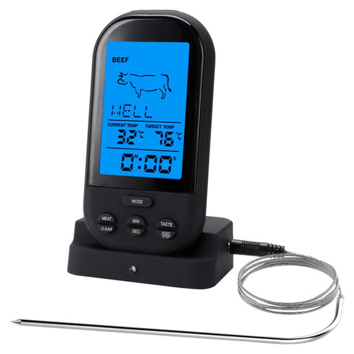 TS-HY62 ครัวดิจิตอลทำอาหารบาร์บีคิวเทอร์โมมิเตอร์ไร้สาย (สีดำ), Single Probe