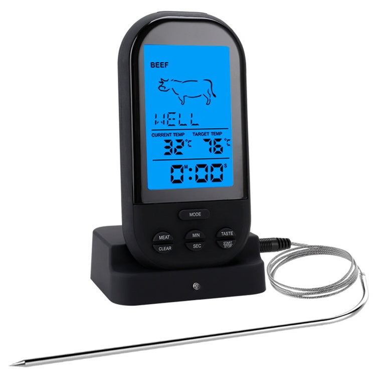 TS-HY62 ครัวดิจิตอลทำอาหารบาร์บีคิวเทอร์โมมิเตอร์ไร้สาย (สีดำ), Single Probe
