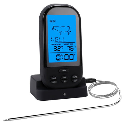 TS-HY62 ครัวดิจิตอลทำอาหารบาร์บีคิวเทอร์โมมิเตอร์ไร้สาย (สีดำ), Single Probe