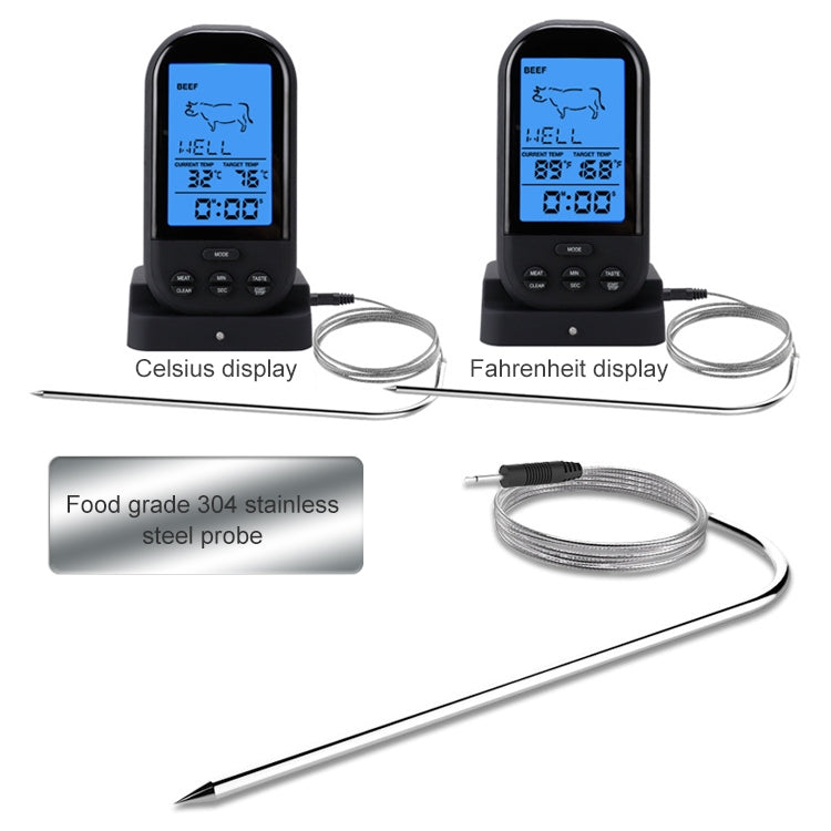TS-HY62 ครัวดิจิตอลทำอาหารบาร์บีคิวเทอร์โมมิเตอร์ไร้สาย (สีดำ), Single Probe