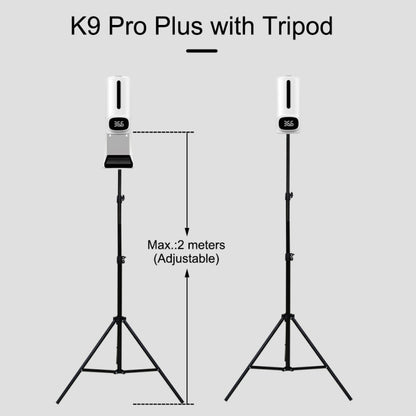K9 Pro Plus เครื่องวัดอุณหภูมิร่างกายแบบไม่สัมผัสแบบแฮนด์ฟรี + เครื่องจ่ายสบู่เหลวอัตโนมัติแบบไม่สัมผัส 1,000 มล. พร้อมฐานยึด, ออกอากาศเสียง 15 ภาษา, K9 Pro Plus