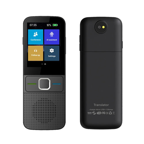T10 Portable WIFI Smart Voice Translator Smart Business Travel Real Time AI Translator เครื่องแปลภาษา, T10 Black