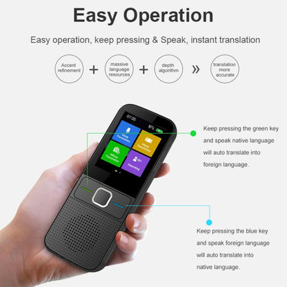 T10 Portable WIFI Smart Voice Translator Smart Business Travel Real Time AI Translator เครื่องแปลภาษา, T10 Black