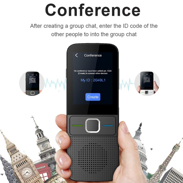 T10 Portable WIFI Smart Voice Translator Smart Business Travel Real Time AI Translator เครื่องแปลภาษา, T10 Black