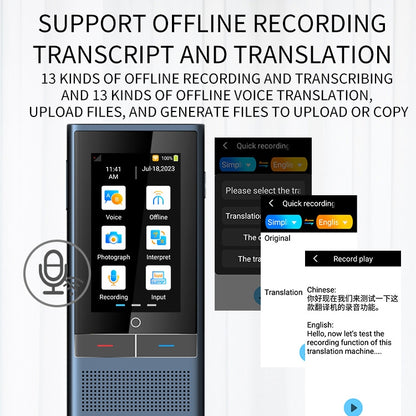 Boeleo BF301(W1 3.0) หน้าจอ 2.8 นิ้ว Smart Voice Translator สำหรับการเดินทางเพื่อธุรกิจ 1GB+8GB รองรับ 117 ภาษา Inter-Translation