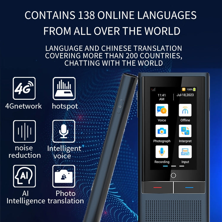 Boeleo BF301(W1 3.0) หน้าจอ 2.8 นิ้ว Smart Voice Translator สำหรับการเดินทางเพื่อธุรกิจ 1GB+8GB รองรับ 117 ภาษา Inter-Translation