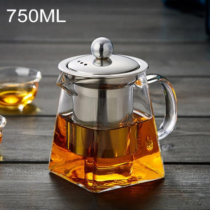 กาชงชากรองแก้วทนความร้อนสแตนเลสใส ความจุ 750มล, Capacity: 750ml