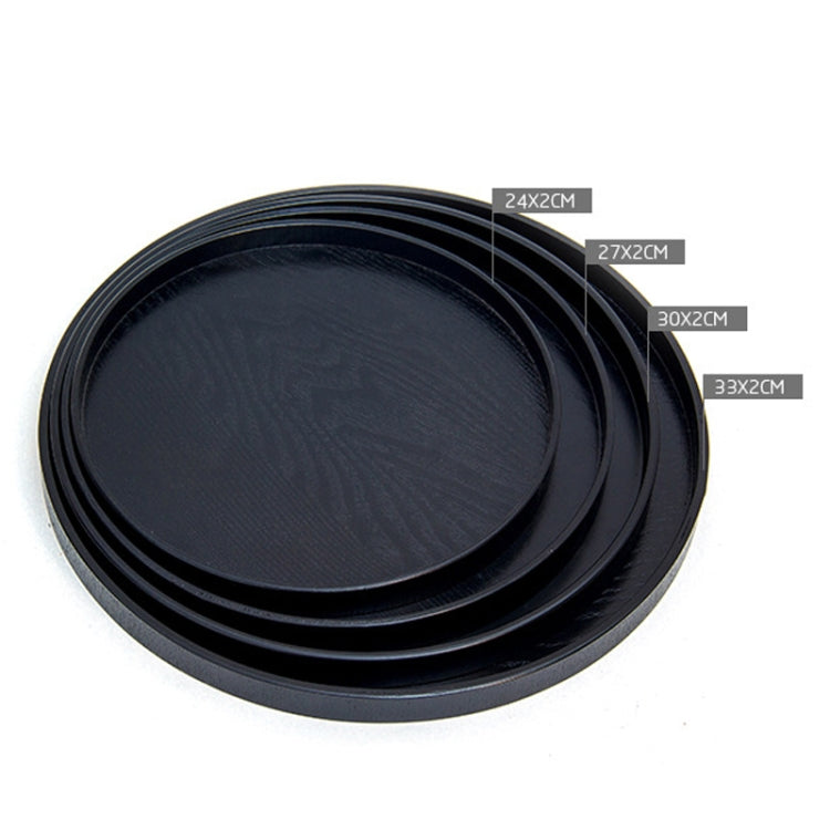 Creative ถาดไม้กลมทึบโรงแรมถาดไม้เก็บของเส้นผ่านศูนย์กลาง: 30ซม, Black, Diameter: 30cm