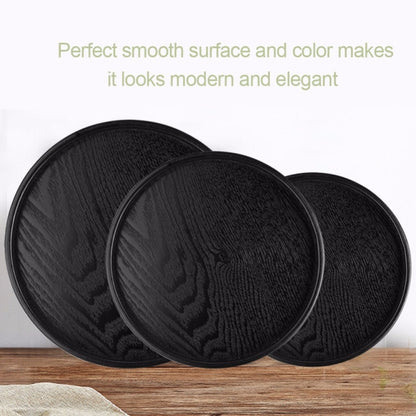 Creative ถาดไม้กลมทึบโรงแรมถาดไม้เก็บของเส้นผ่านศูนย์กลาง: 30ซม, Black, Diameter: 30cm
