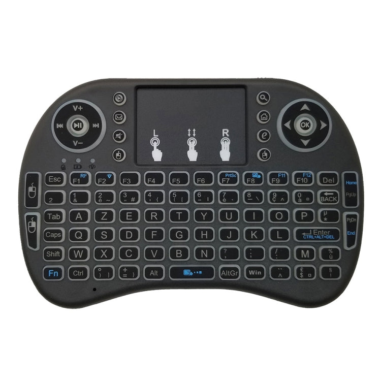 ภาษาที่รองรับ: French i8 Air Mouse คีย์บอร์ดแบ็คไลท์ไร้สายพร้อมทัชแพดสำหรับ Android TV Box & Smart TV & PC Tablet & Xbox360 & PS3 & HTPC/IPTV, French
