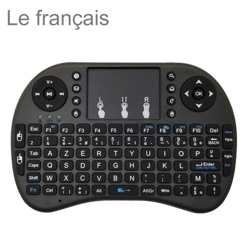 ภาษาที่รองรับ: French i8 Air Mouse คีย์บอร์ดไร้สายพร้อมทัชแพดสำหรับ Android TV Box & Smart TV & PC Tablet & Xbox360 & PS3 & HTPC/IPTV, French