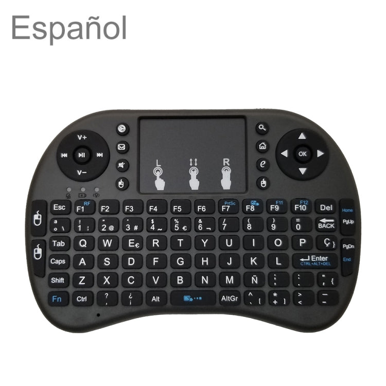 ภาษาที่รองรับ: Spanish i8 Air Mouse คีย์บอร์ดไร้สายพร้อมทัชแพดสำหรับ Android TV Box & Smart TV & PC Tablet & Xbox360 & PS3 & HTPC/IPTV, Spanish