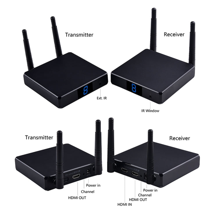 Measy FHD686 Full HD 1080P 3D 5-5.8GHz เครื่องส่งสัญญาณ HDMI ไร้สาย (เครื่องส่ง + ตัวรับ) พร้อมจอแสดงผล รองรับรีโมทคอนโทรลอินฟราเรดและฟังก์ชั่นหน้าจอเดียวกันแบบไร้สาย ระยะการส่งข้อมูล: 200 ม., FHD686 with Display