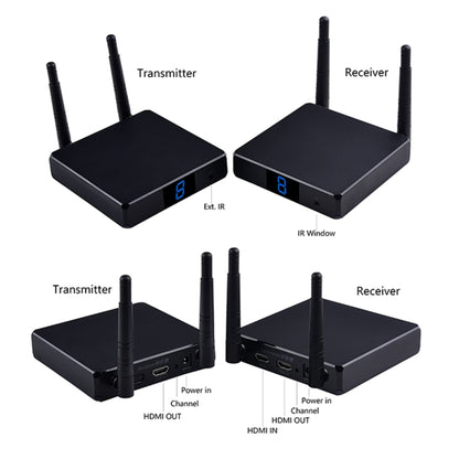 Measy FHD686 Full HD 1080P 3D 5-5.8GHz เครื่องส่งสัญญาณ HDMI ไร้สาย (เครื่องส่ง + ตัวรับ) พร้อมจอแสดงผล รองรับรีโมทคอนโทรลอินฟราเรดและฟังก์ชั่นหน้าจอเดียวกันแบบไร้สาย ระยะการส่งข้อมูล: 200 ม., FHD686 with Display