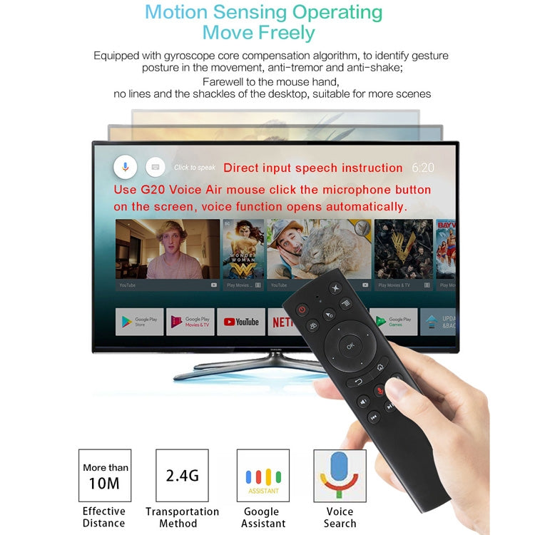G20S 2.4G Air Mouse รีโมทคอนโทรล พร้อมอินพุตเสียง Fidelity และการเรียนรู้ IR และไจโรสโคป 6 แกนสำหรับพีซีและ Android TV Box และแล็ปท็อปและโปรเจคเตอร์, G20S