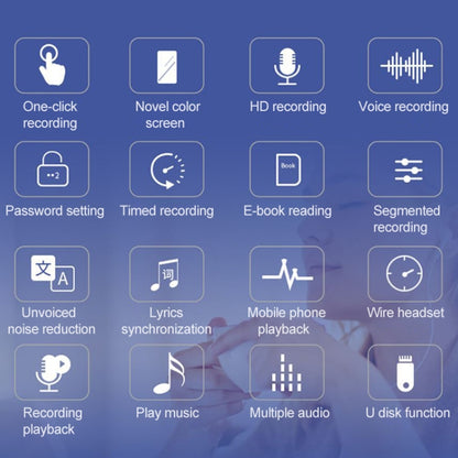 Q33 External Play MP3 Voice Control ปากกาบันทึกการลดเสียงรบกวนความละเอียดสูง, 8G, รองรับการป้องกันด้วยรหัสผ่านและการบันทึกด้วยสัมผัสเดียว, 8G
