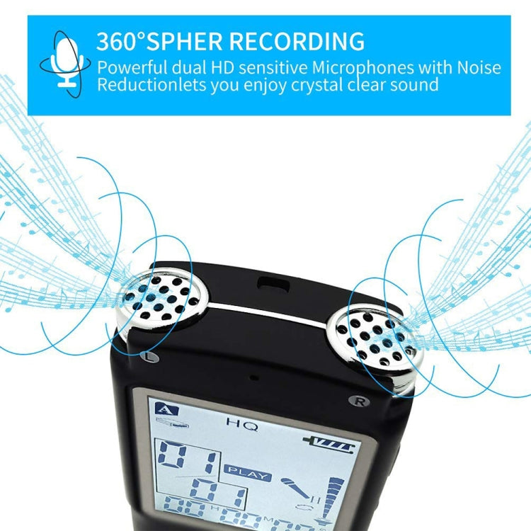 T60 หน้าจอขาวดำ HD Noise Reduction Digital Voice Recorder, 16G, รองรับรูปแบบ MP3 / WAV, 16G