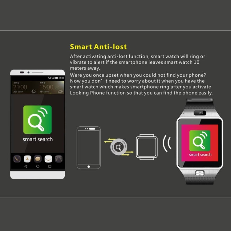DZ09 หน้าจอ 1.56 นิ้ว Bluetooth 3.0 Android 4.1 OS เหนือโทรศัพท์สมาร์ทวอทช์พร้อมการโทรและเตือนการโทรด้วย Bluetooth & การตรวจสอบการนอนหลับ & Pedometer & การเตือนความจำและปฏิทิน & SMS & เครื่องเล่นเสียงและวิดีโอ