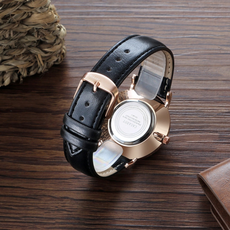CAGARNY 6812 Round Dial Alloy Case Fashion Couple Watch Men & Women Lover Quartz Watches with PU Leather Band, CAGARNY 6812 (Black)