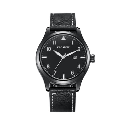 CAGARNY 6862 Round Dial Alloy Case Fashion Men Quartz Watch with PU Leather Band, CAGARNY 6862 Quartz Wristwatch (Black)