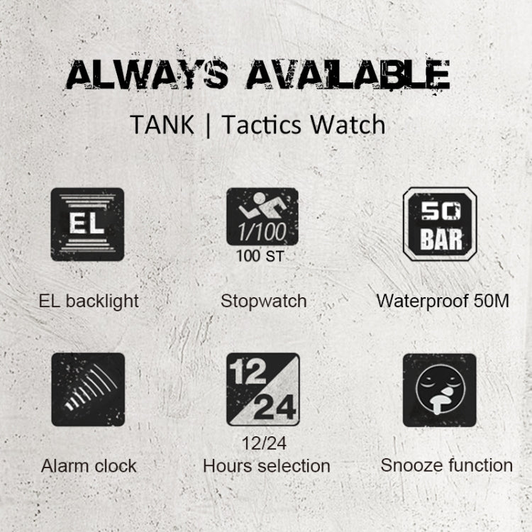 TANK North Edge Men แฟชั่นกองทัพทหารมืออาชีพกีฬากลางแจ้งกันน้ำวิ่งว่ายน้ำสมาร์ทนาฬิกาดิจิตอล, TANK North Edge