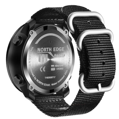 NORTH EDGE มัลติฟังก์ชั่นกันน้ำกีฬากลางแจ้งนาฬิกาอัจฉริยะอิเล็กทรอนิกส์, รองรับการวัดความชื้น / พยากรณ์อากาศ / การวัดความเร็ว, สไตล์: สายไนลอน, Nylon Strap