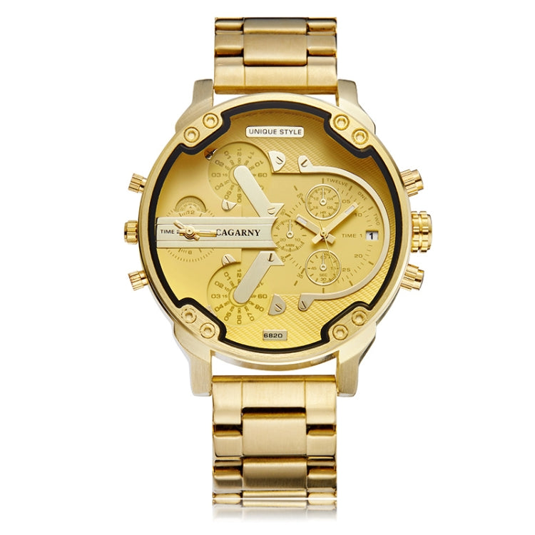CAGARNY 6820 Fashion Life Waterproof Gold Surface Steel Band Quartz Watch, Gold Surface Steel Band