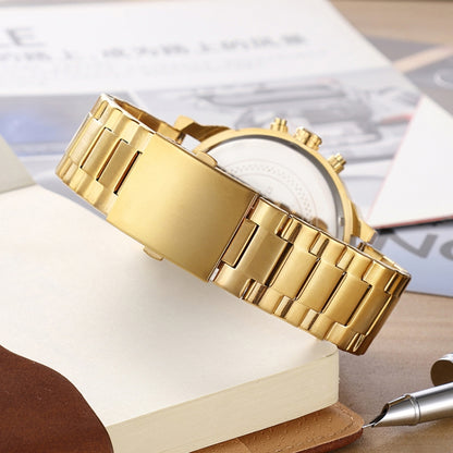 CAGARNY 6820 Fashion Life Waterproof Gold Surface Steel Band Quartz Watch, Gold Surface Steel Band