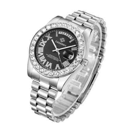CAGARNY 6866 Fashion Life Waterproof Silver Steel Band Quartz Watch, Silver Steel Band