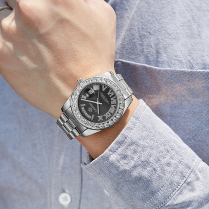 CAGARNY 6866 Fashion Life Waterproof Silver Steel Band Quartz Watch, Silver Steel Band
