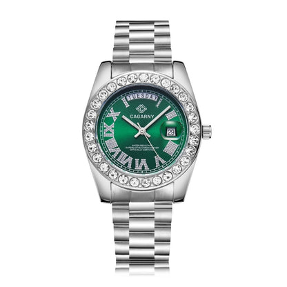 CAGARNY 6866 Fashion Life Waterproof Silver Steel Band Quartz Watch, Silver Steel Band