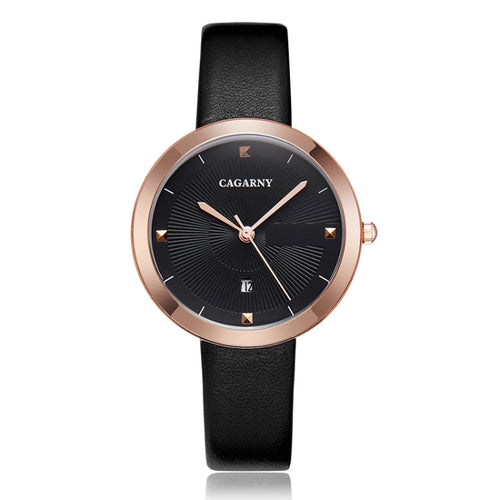 CAGARNY 6871 Fashion Life Waterproof Gold Shell Steel Band Quartz Watch, Gold Shell