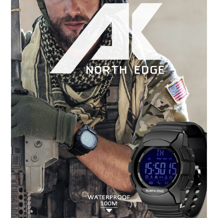 NORTH EDGE AK สมาร์ทวอทช์มัลติฟังก์ชั่นบลูทูธพร้อมไฟพื้นหลัง LED, รองรับการเตือนสายเรียกเข้า, นาฬิกาจับเวลาอัจฉริยะ, การแจ้งเตือนข้อมูล, AK